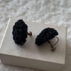 Vintage Black Screw-Back Earrings